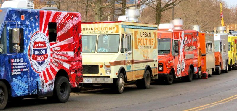 Line of food trucks