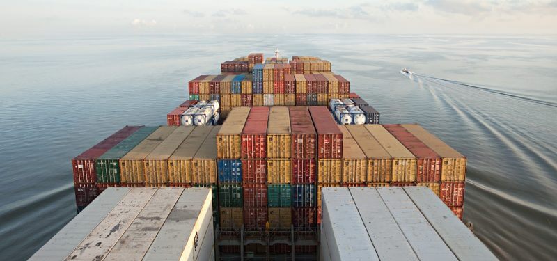 Containers on a ship