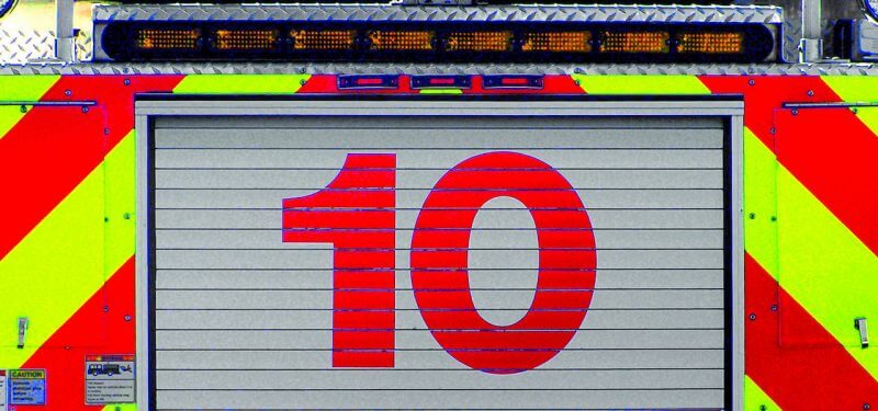 The number 10 on the back of a firetruck
