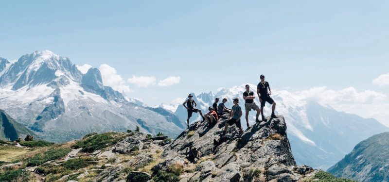 Group standing on a mountain
