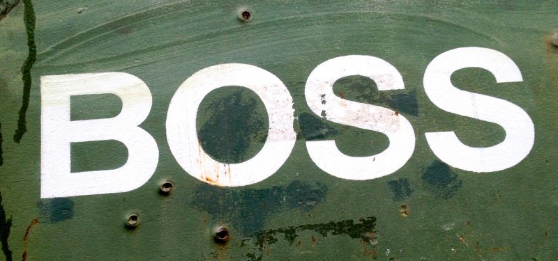 Boss logo on metal