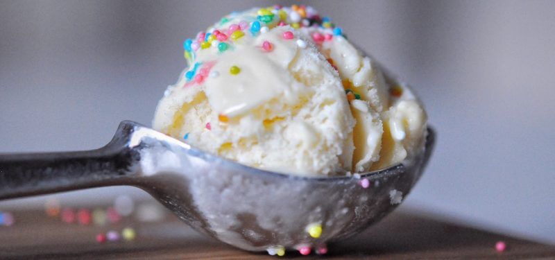 Vanilla ice cream scoop with sprinkles