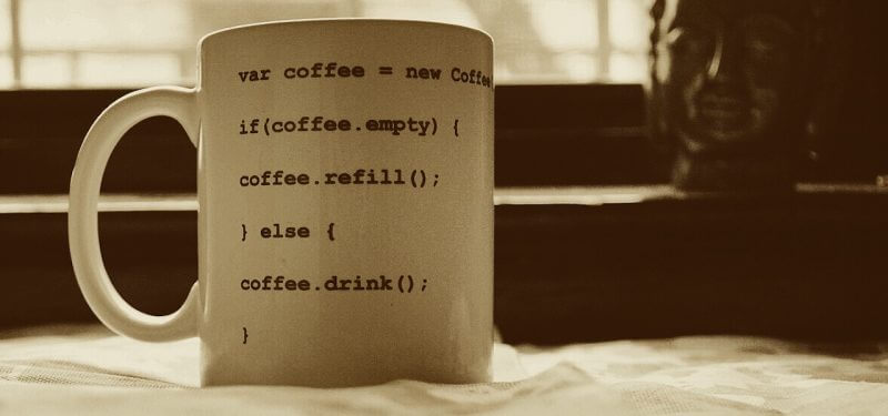 Coffee mug with code on it