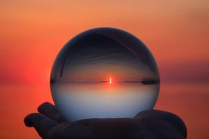 Crystal ball with sunset inside