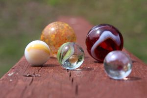 Marbles of different sizes and colors