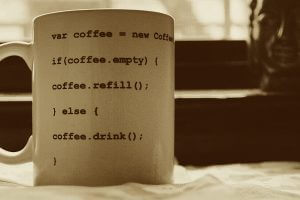 Coffee mug with code on it