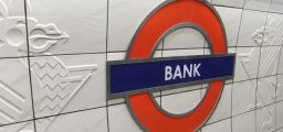 Bank station, on London underground, signage on platform