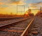 Train tracks at sunset
