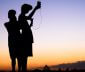 Silhouette of mobile users searching for signal